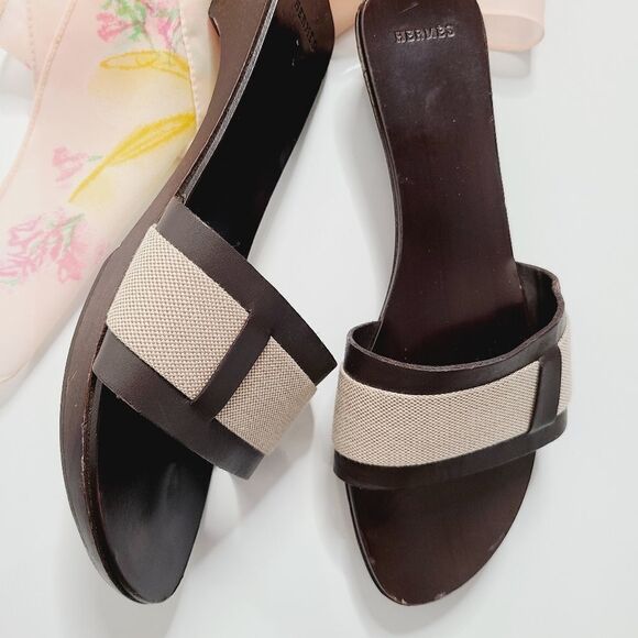 Hermès Canvas Clog Sandals - Picture 8 of 12